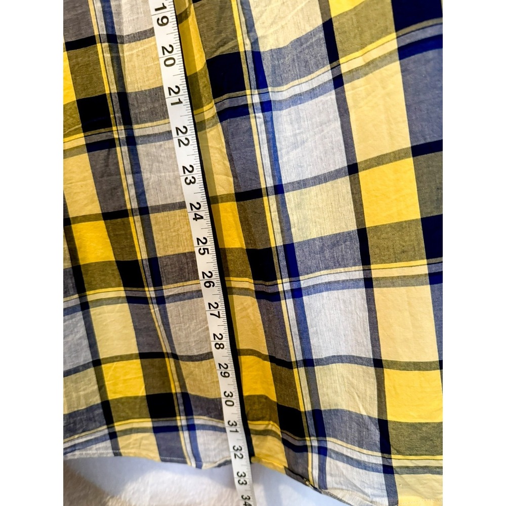 Tommy Hilfiger Men's XL Plaid Button-Down Shirt Yellow Blue‎ Cotton - Picture 6 of 10